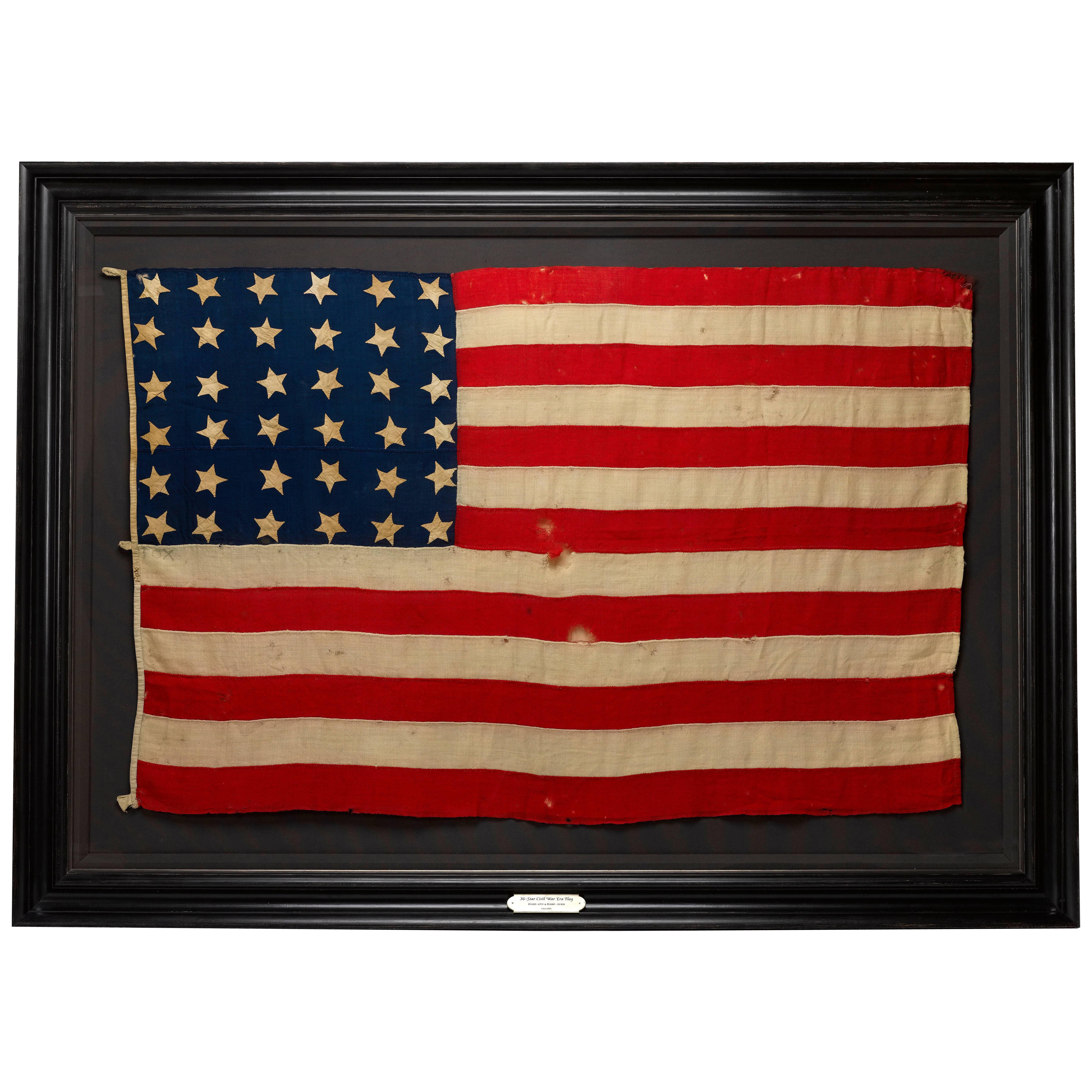 36-Star Civil War-Era American Flag, Presented to Major George Benson Fox