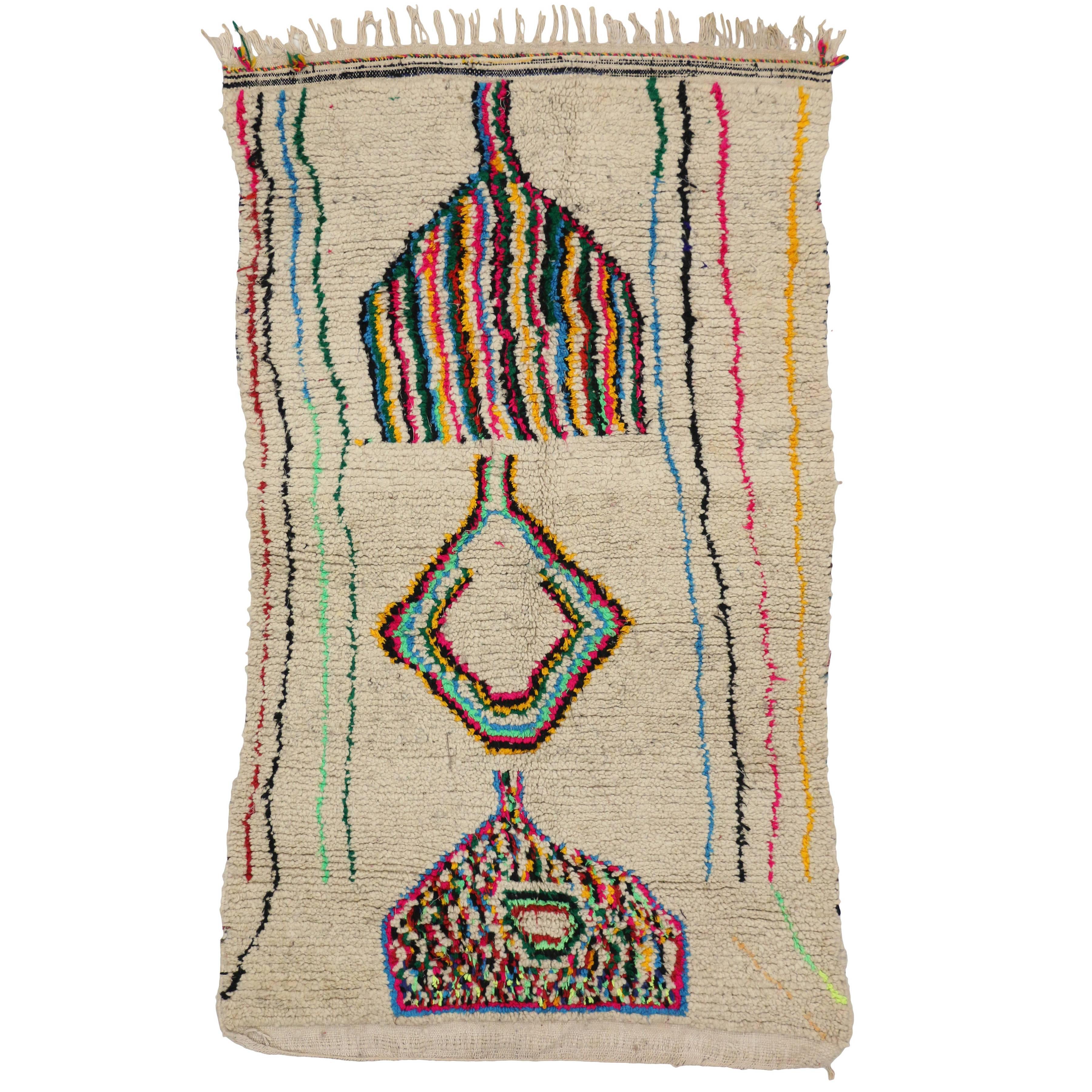 Vintage Moroccan Azilal Rug with Bohemian Post-Modern Style