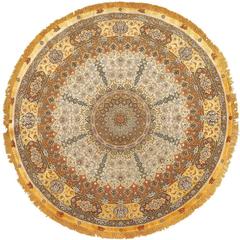 Round Vintage Tabriz Persian Rug
