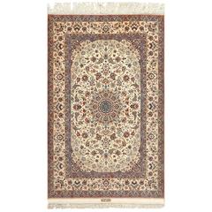 Vintage Ivory Isfahan Persian Rug 3