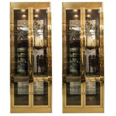 Pair of Mastercraft Brass Display Cabinets