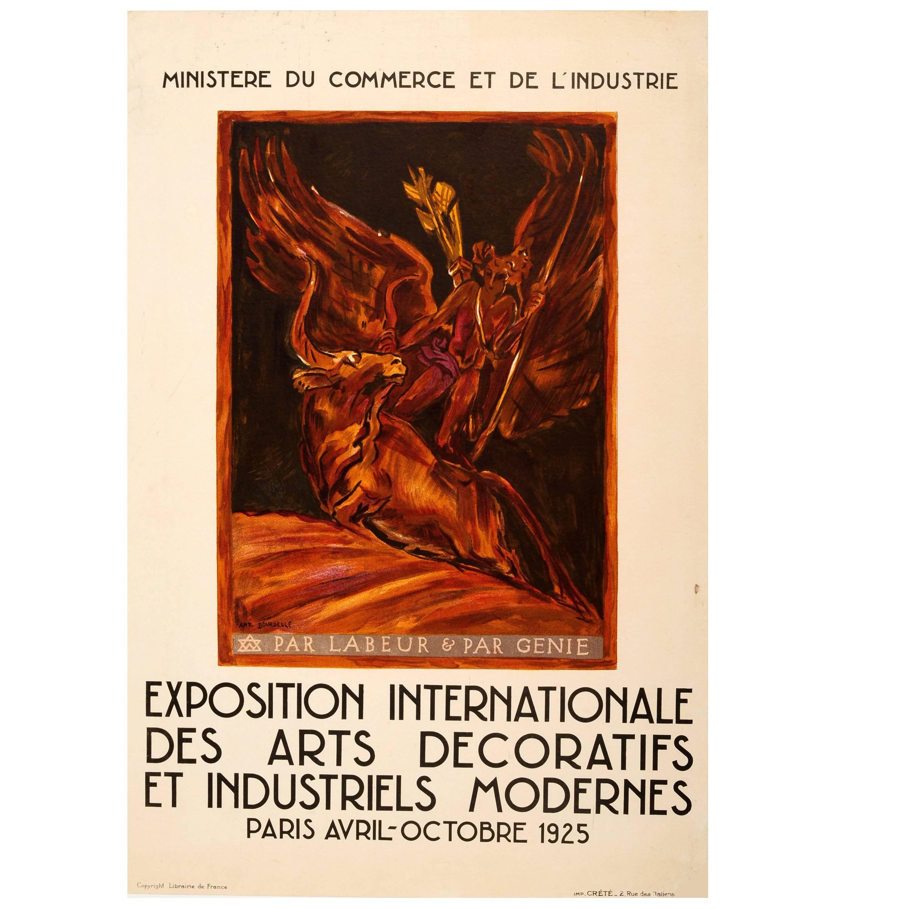 Original Vintage Modern Decorative and Industrial Arts Paris Exhibition Poster