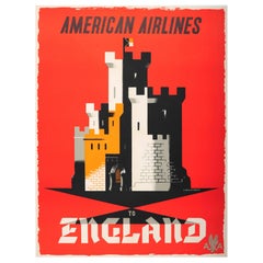 Original Vintage Travel Poster by McKnight Kauffer: American Airlines to England