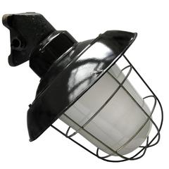 Black Industrial Enamel Cast Iron Wall Lamp Tabor Frosted Glass (13x) 8