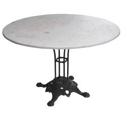 French Early 20th Century Marble-Top Garden Table