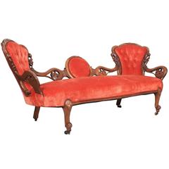 Victorian Rosewood Double Spoon Back Sofa