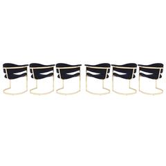 Set of Six Brass Dining Chairs Roche Bobois
