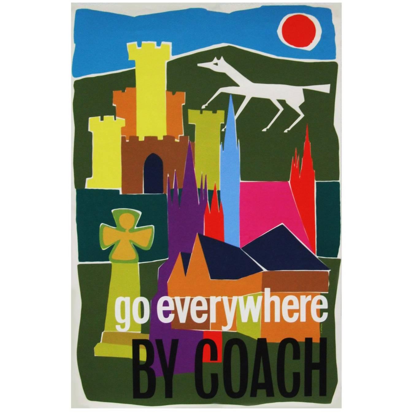 1960s British Coach Travel Poster Pop Art Illustration Design For Sale