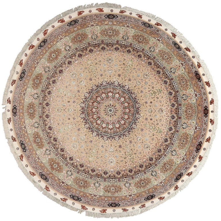 Round Vintage Tabriz Persian Rug For Sale at 1stdibs