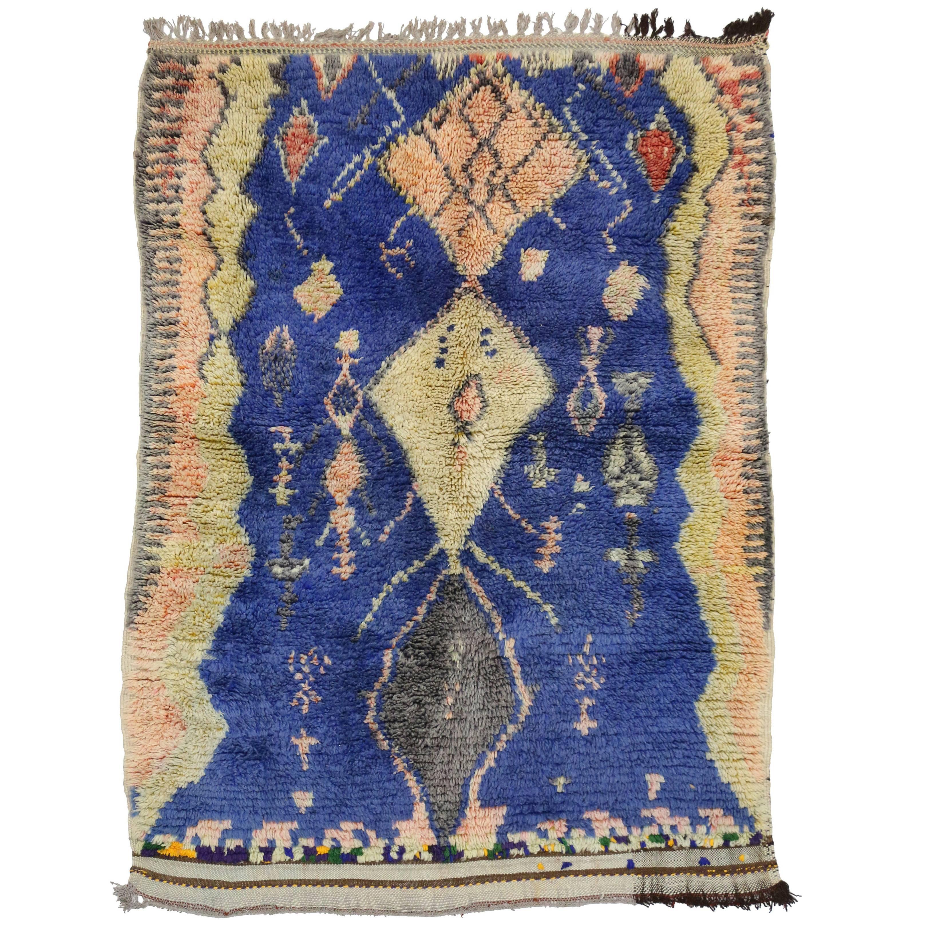 Boho Chic Vintage Berber Moroccan Rug with Tribal Design