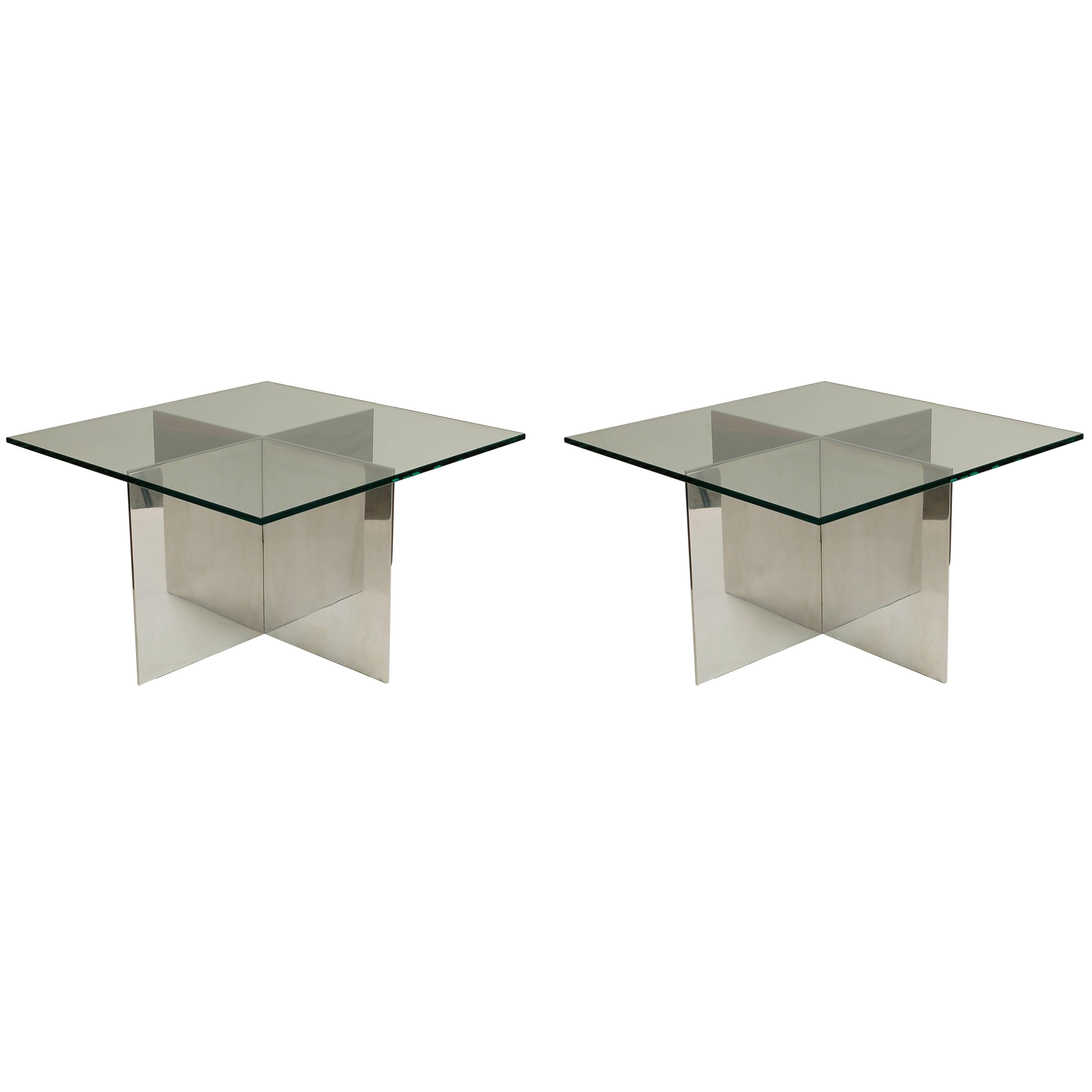 Aluminum and Glass Table by Paul Mayen