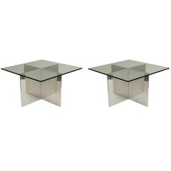 Aluminum and Glass Table by Paul Mayen