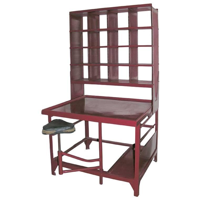 Metal Postal Desk With Attached Filing Unit France Post Office Metal Postal Desk With Attached Filing Unit France Post Office 1900s For