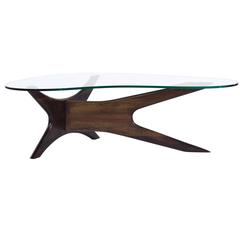 Asymmetrical Walnut Cocktail Table by Adrian Pearsall