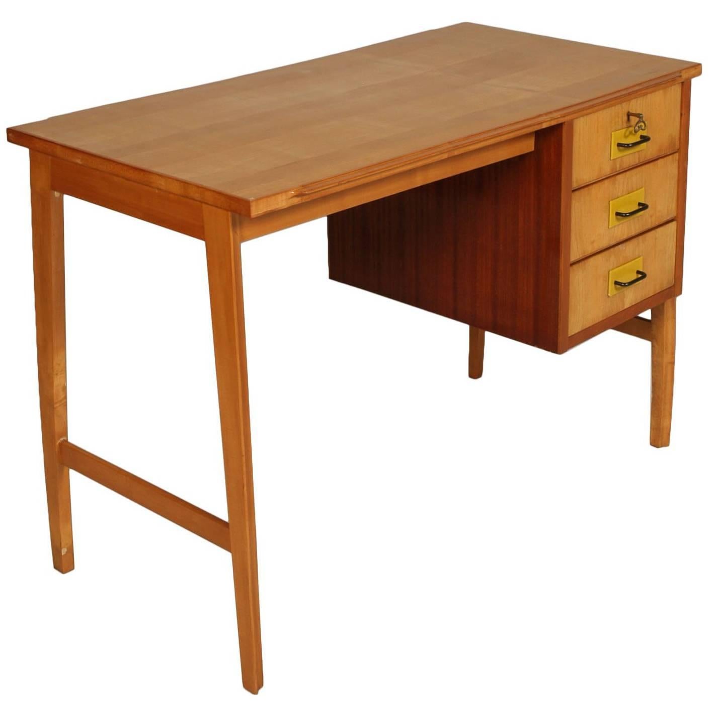 Mid-Century Modern Carlo de Carli Writing Desk Solid Beech Maple and Mahogany  For Sale