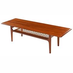 Mid-Century Modern Trioh Teak and Cane Coffee Table