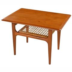 Mid-Century Modern Trioh Danish Teak and Cane End Table