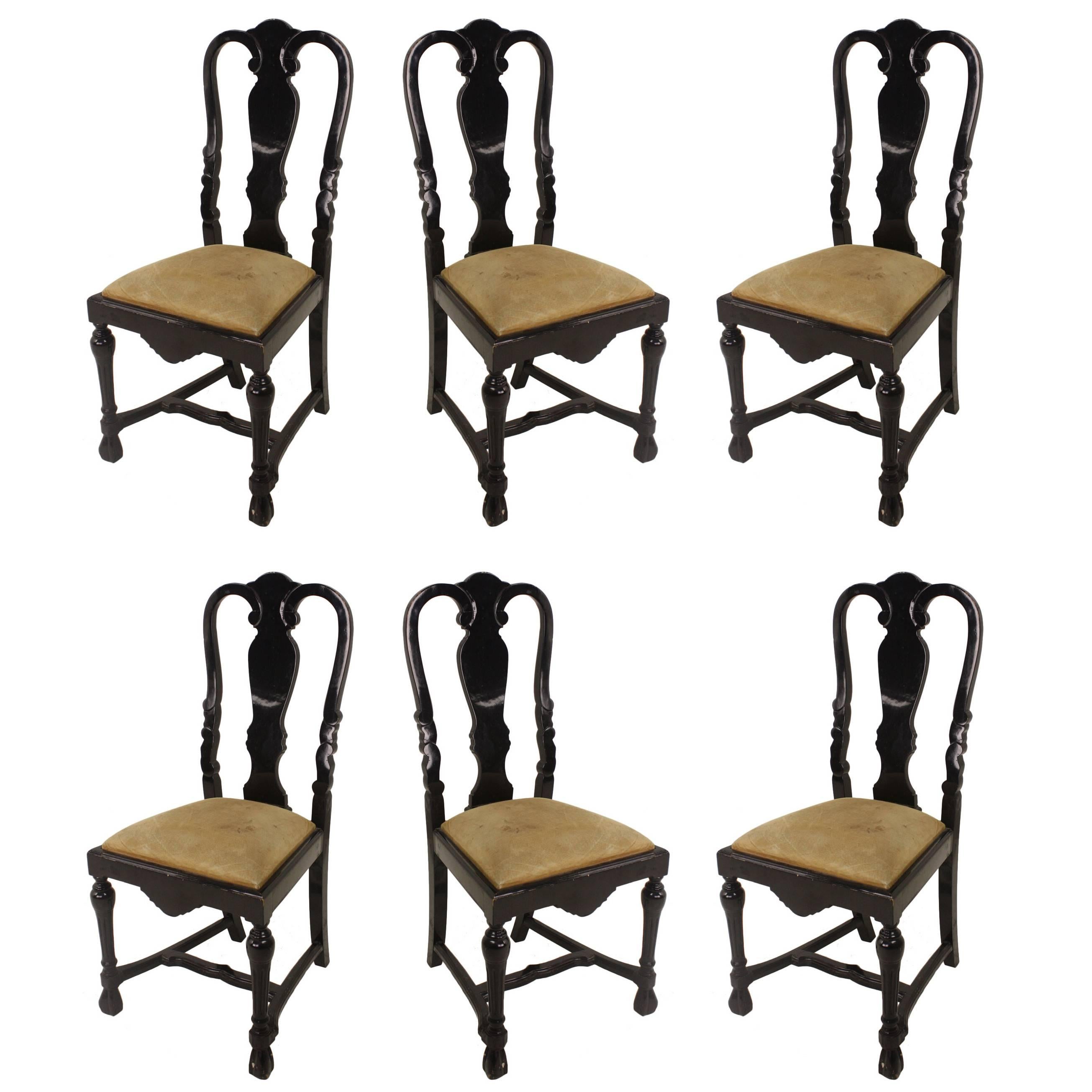 Six Stunning Small Antique Dutch Dining Chairs