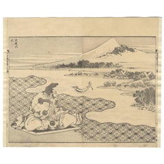 Katsushika Hokusai Ukiyo-E Japanese Woodblock Print, Landscape Mt Fuji 100 Views