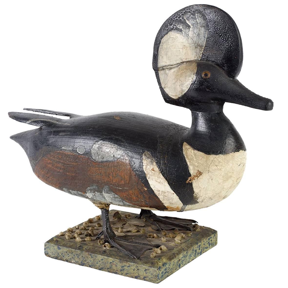 Carved and Painted Pine Hooded Merganser Drake For Sale