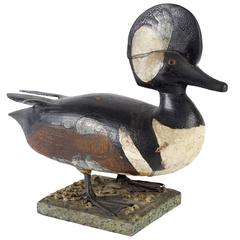 Carved and Painted Pine Hooded Merganser Drake