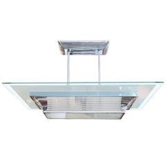 French Art Deco Glass Rod Chandelier by Atelier Petitot 11