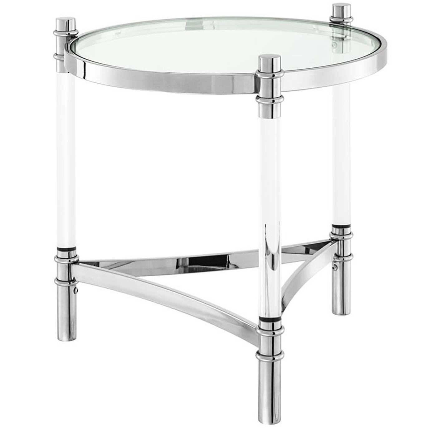 Tertio Side Table Clear Glass and Clear Acrylic