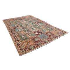 Retro Hand-Knotted Turkish Bakhtiari Area Rug