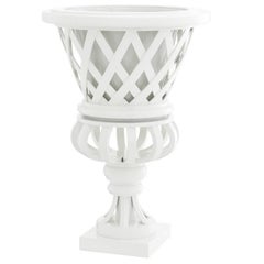 Garden White Planter in Solid Mahogany Wood