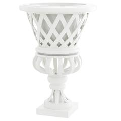 Garden White Planter in Solid Mahogany Wood 8