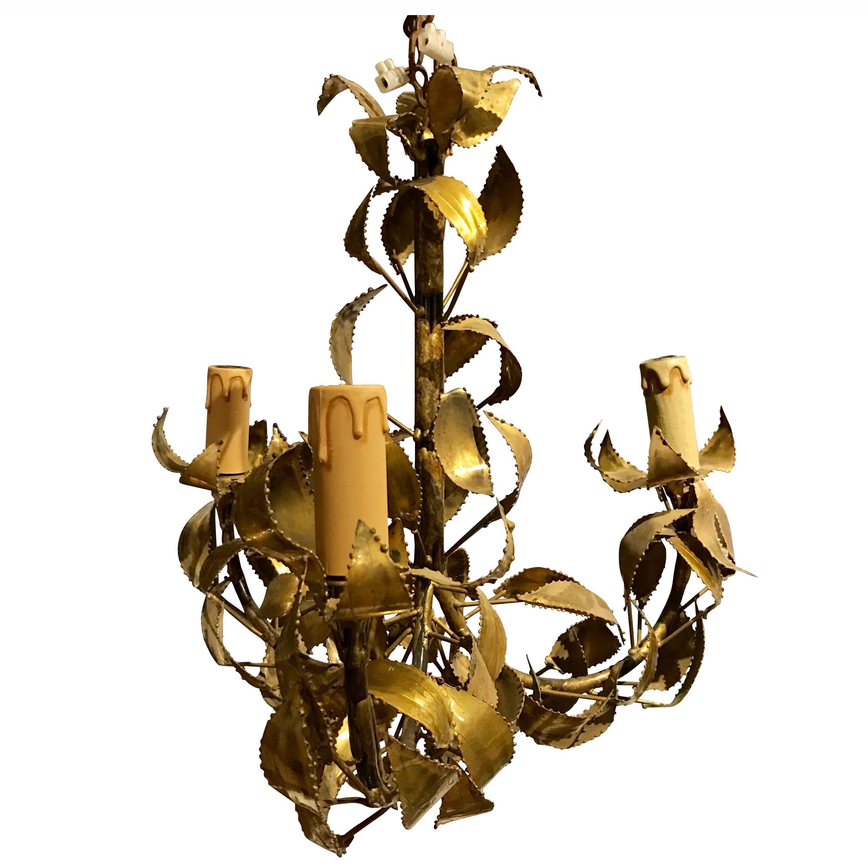 Gold Gilt Metal Chandelier, France, 19th Century