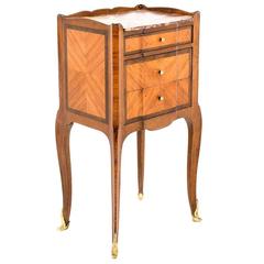 Antique Inlaid Kingwood Marble-Top Nightstand, circa 1900