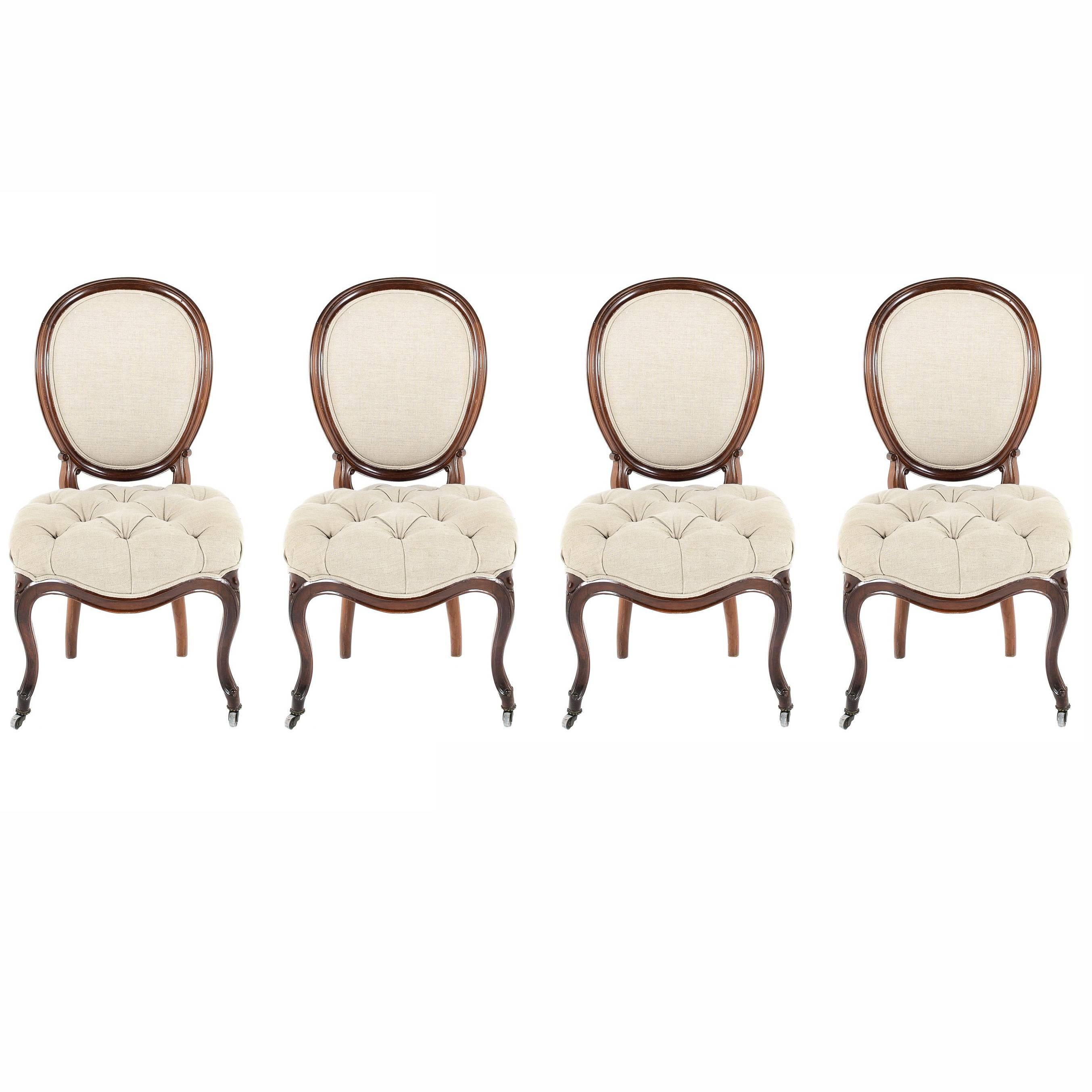 Four Antique Rosewood Dining Chairs, circa 1880