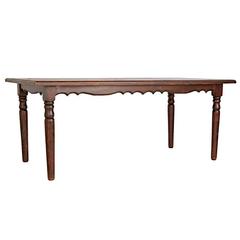Turned-Leg Mercantile Table with Carved Apron, circa 1880s