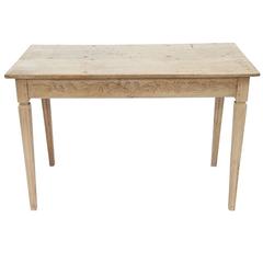 Belgian 19th Century Louis XVI Style Bleached Oak Low Table with Carved Apron