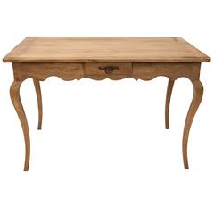 French Louis XV Style Chesnut Writing Table with Single Drawer and Cabriole Legs