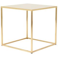 Frisco Satin Brass Cube Side Table by Patrick Cain Designs