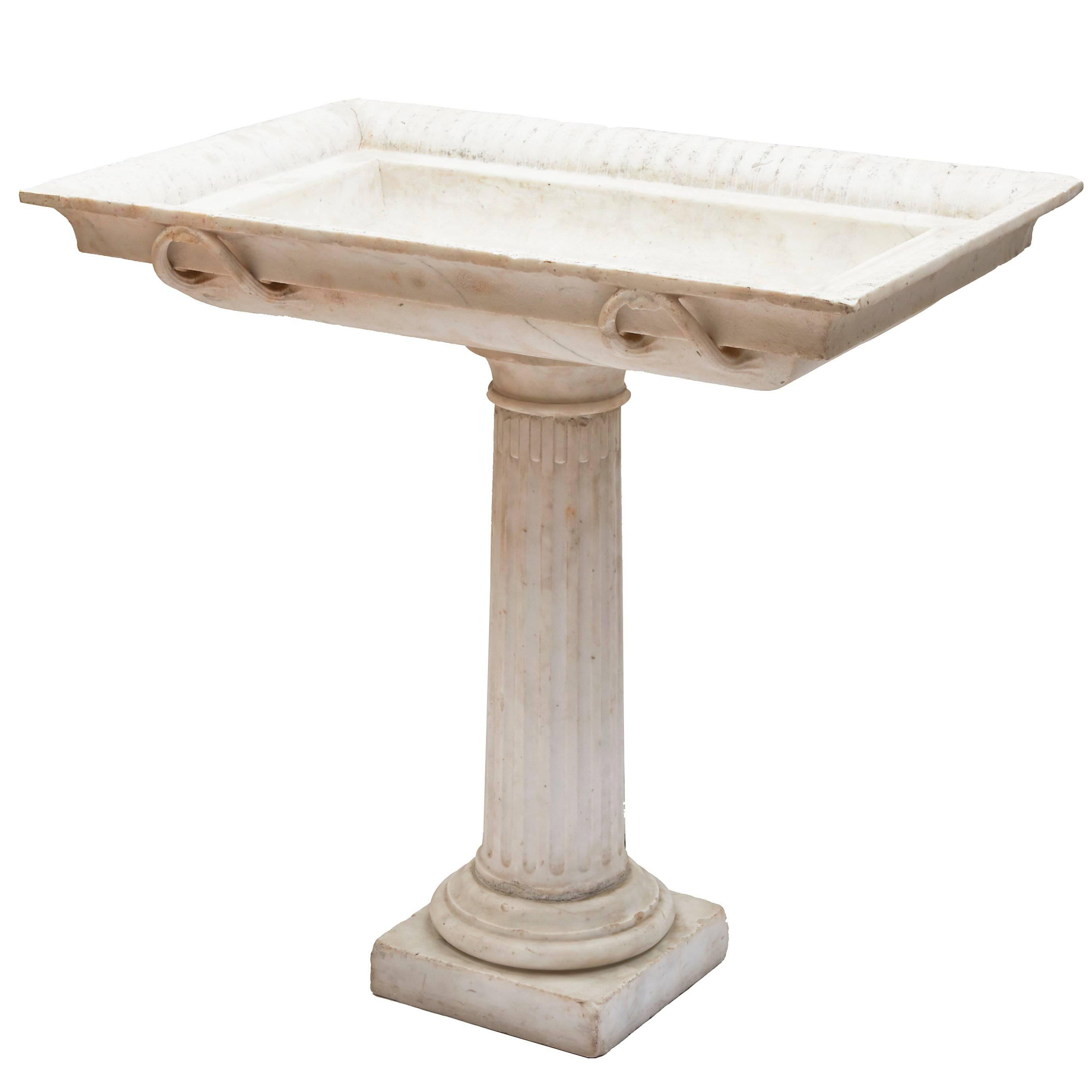 Grand Tour Neapolitan Carved Carrara Marble Font, 18th Century For Sale