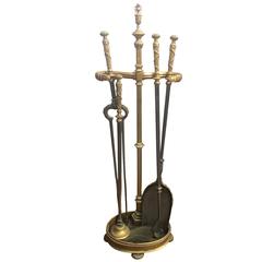 Bronze Dore Neoclassical Fireplace Tool Set by E.F. Caldwell