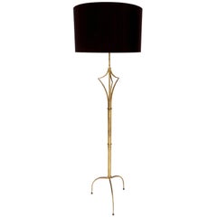 French Gilded Iron Floor Lamp in the Manner of Felix Agostini