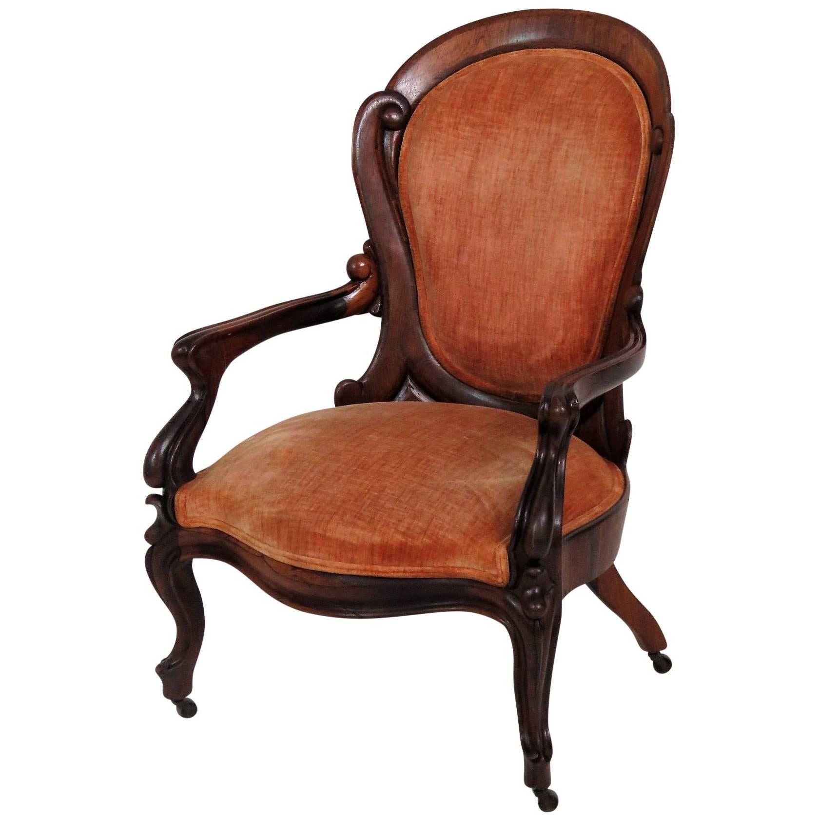 John Henry Belter Style Walnut Laminated Upholstered Ladie's Chair
