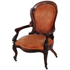 John Henry Belter Style Walnut Laminated Upholstered Ladie's Chair