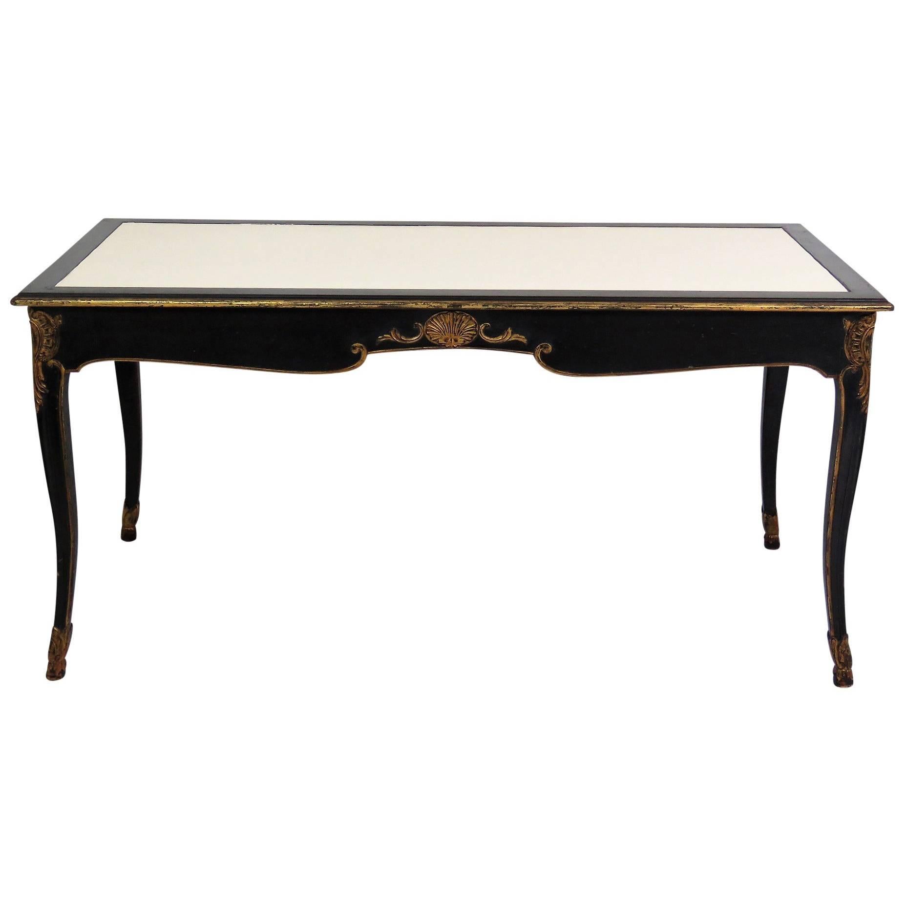 Maison Jansen Regency Style Ebonized and Gilt Leather Top Desk