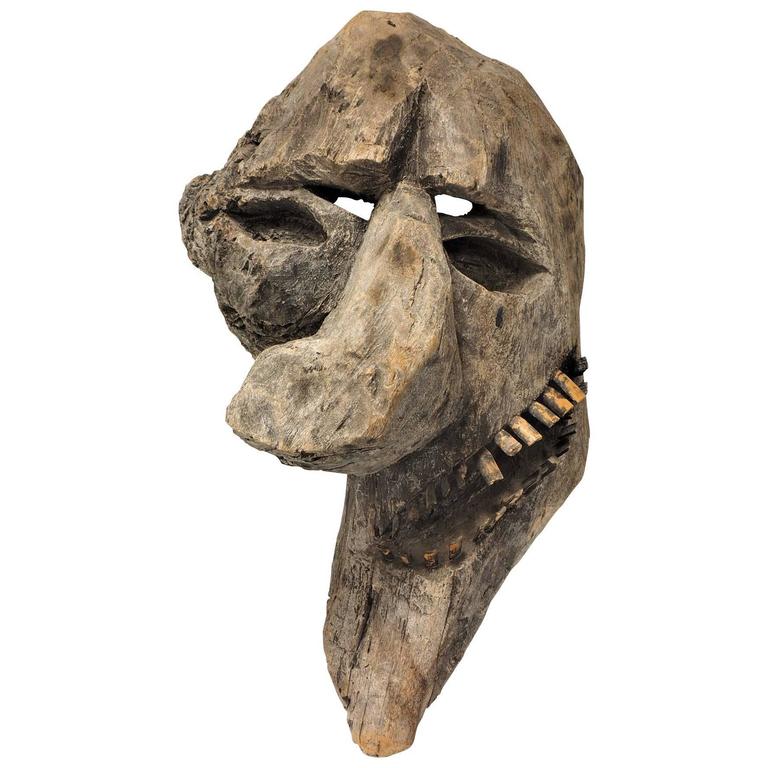 Primitive Carved Tree Fern Wood Mask For Sale at 1stdibs
