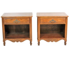 Pair of Baker Country French Walnut Nightstands