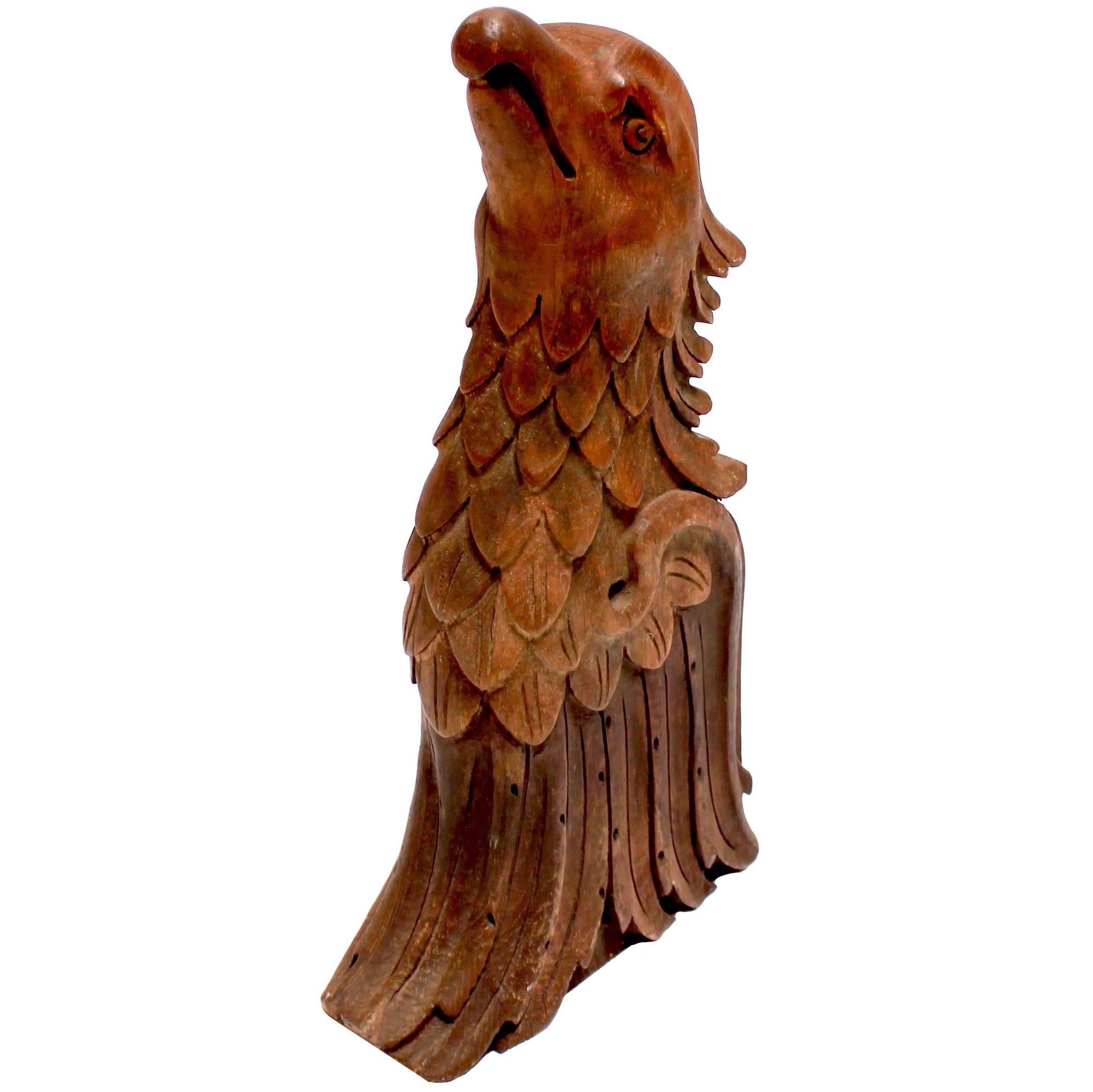 Vintage Carved Wooden Eagle Sculpture