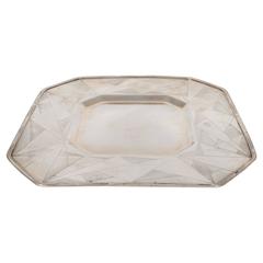 Art Deco Skyscraper Style Silver Plated Tray with Chased Geometric Designs