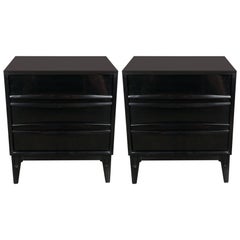 Ebonized Walnut Mid-Century Modern Sculptural End Tables or Nightstands