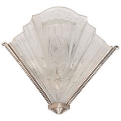 Vintage Fine French Art Deco Sky Scraper Style Wall Sconce with Nickelled Bronze Details