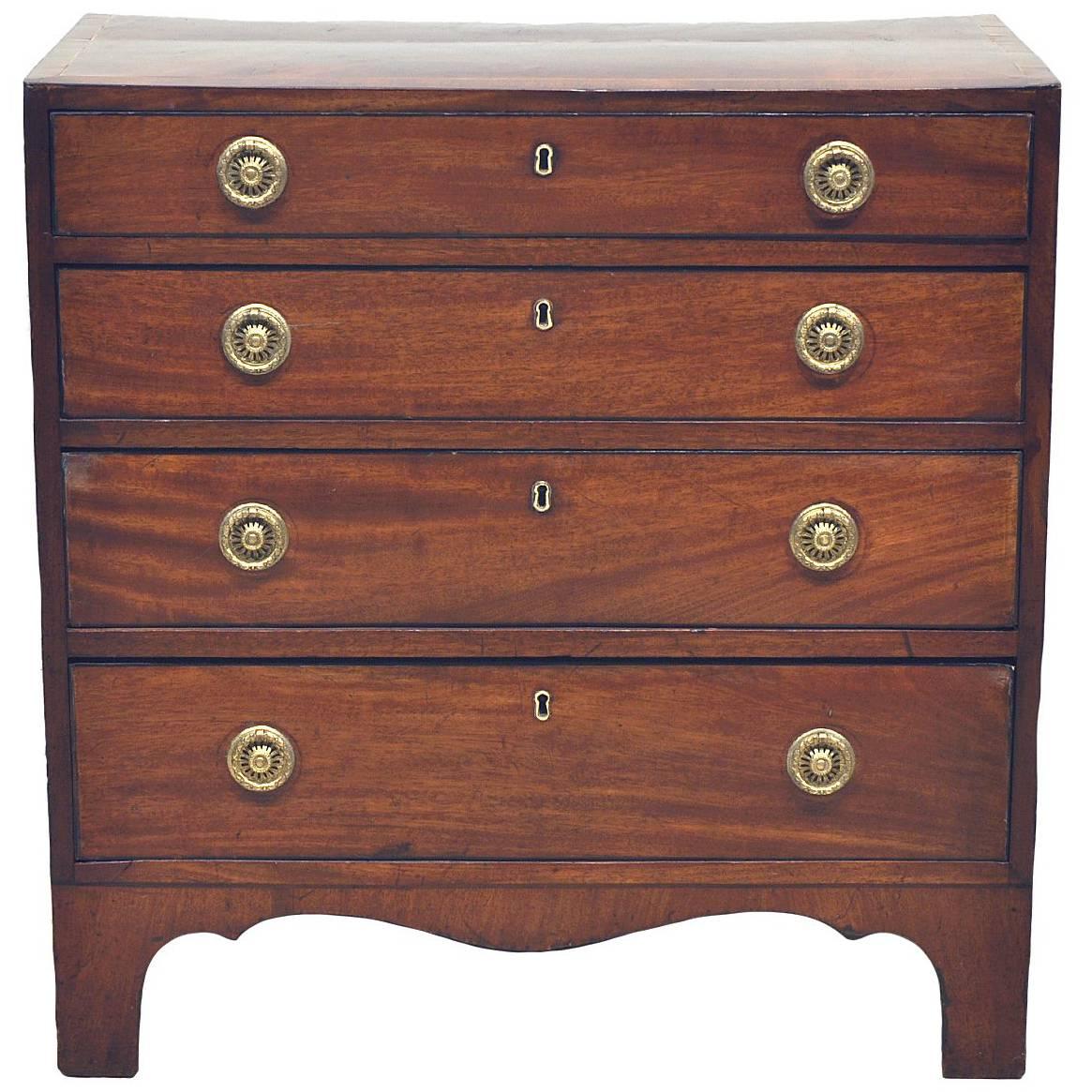 Rare Size Georgian English Mahogany Four-Drawer Chest Early 19th Ct. 